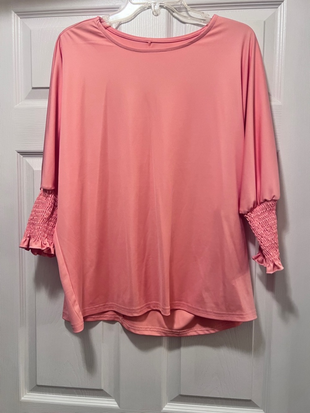 SHEIN Pink Smocked Cuff Long Sleeve Top